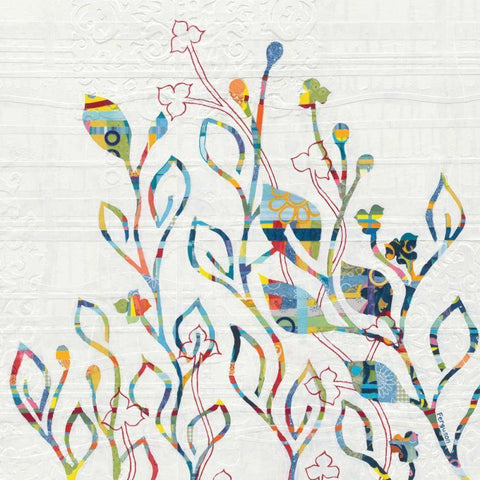 Rainbow Vines with Flowers White Modern Wood Framed Art Print with Double Matting by Ferguson, Kathy
