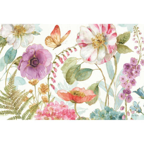 Rainbow Seeds Flowers I White Modern Wood Framed Art Print by Audit, Lisa