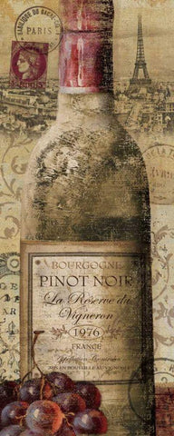 European Wines II Black Ornate Wood Framed Art Print with Double Matting by Charron, Veronique