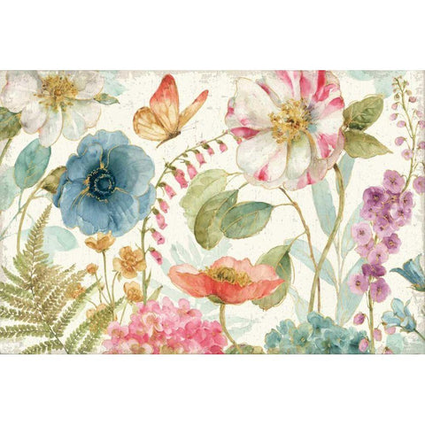 Rainbow Seeds Flowers I on Wood Cream Gold Ornate Wood Framed Art Print with Double Matting by Audit, Lisa