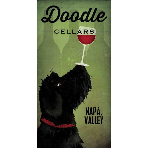 Doodle Wine II Black Dog Black Modern Wood Framed Art Print by Fowler, Ryan