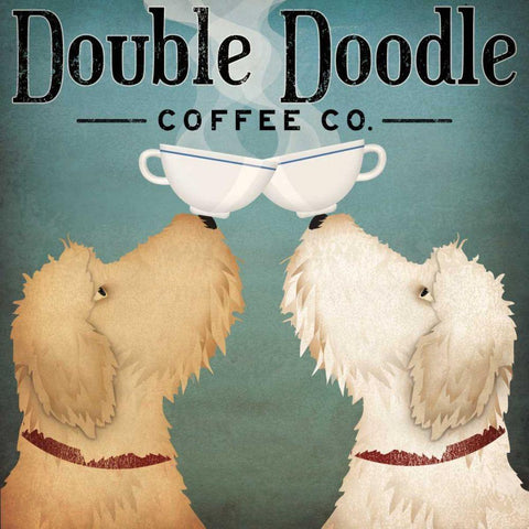 Doodle Coffee Double III White Modern Wood Framed Art Print by Fowler, Ryan