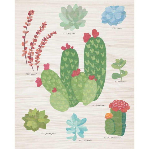 Succulent Chart IV on Wood Gold Ornate Wood Framed Art Print with Double Matting by Wild Apple Portfolio