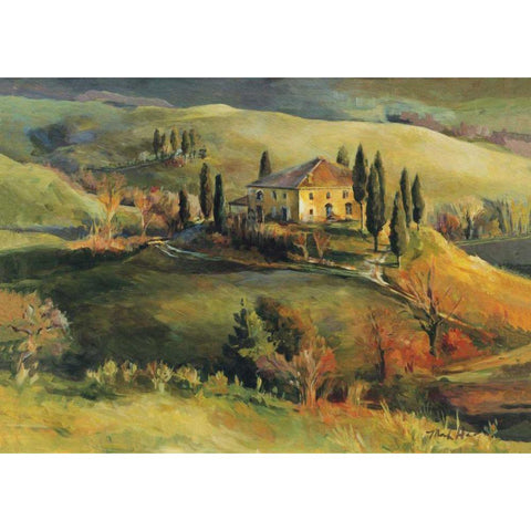 Tuscan Hillside White Modern Wood Framed Art Print by Hageman, Marilyn