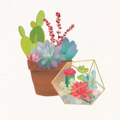 Succulent Garden II White Modern Wood Framed Art Print by Wild Apple Portfolio