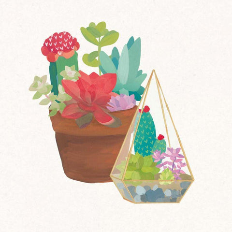 Succulent Garden IV Black Modern Wood Framed Art Print by Wild Apple Portfolio