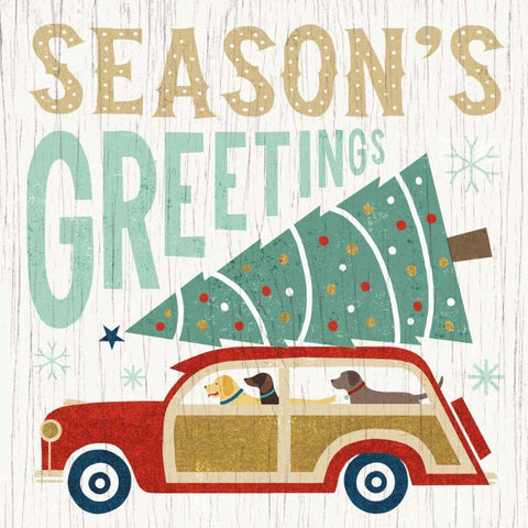 Holiday on Wheels II Gold Ornate Wood Framed Art Print with Double Matting by Mullan, Michael