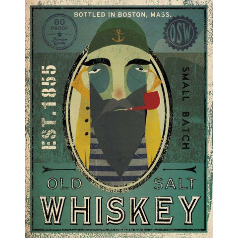 Fisherman VII Old Salt Whiskey Black Modern Wood Framed Art Print with Double Matting by Fowler, Ryan