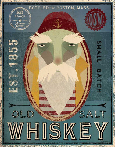 Fisherman VIII Old Salt Whiskey White Modern Wood Framed Art Print with Double Matting by Ryan, Fowler