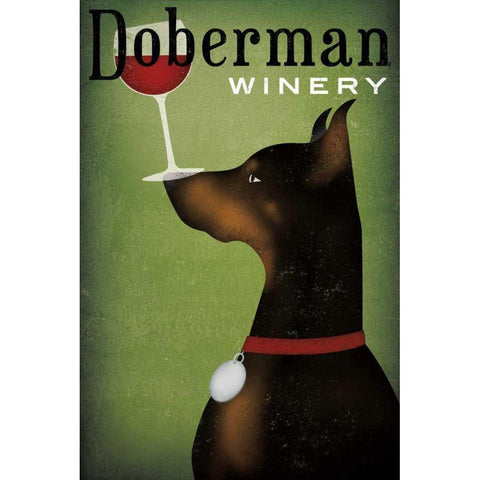 Single Doberman Winery Black Modern Wood Framed Art Print by Fowler, Ryan