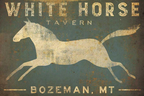 White Horse Running Black Ornate Wood Framed Art Print with Double Matting by Fowler, Ryan