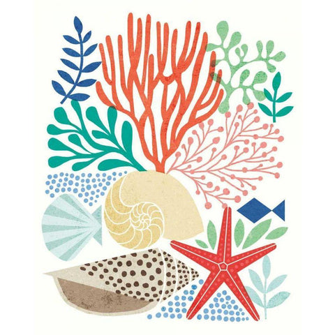Under Sea Treasures VI White Modern Wood Framed Art Print by Mullan, Michael