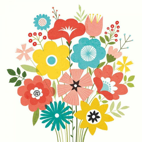 Seaside Bouquet IV Black Modern Wood Framed Art Print by Mullan, Michael