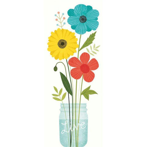 Seaside Bouquet V Mason Jar White Modern Wood Framed Art Print by Mullan, Michael