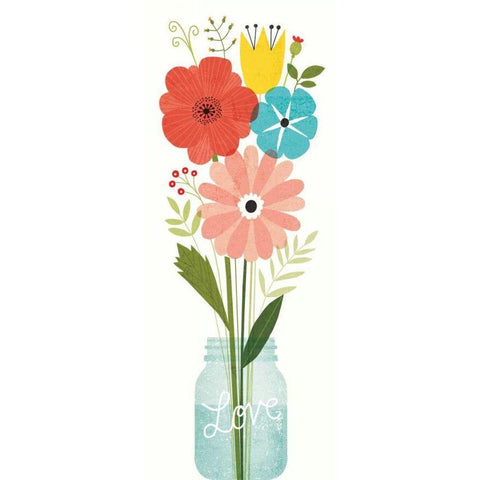 Seaside Bouquet VI Mason Jar White Modern Wood Framed Art Print by Mullan, Michael