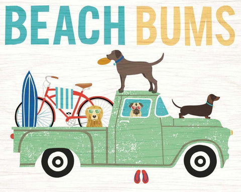 Beach Bums Truck I Black Ornate Wood Framed Art Print with Double Matting by Mullan, Michael