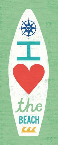 Beach Bums Surf Board II White Modern Wood Framed Art Print with Double Matting by Mullan, Michael