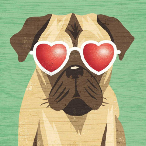 Beach Bums Pug I Gold Ornate Wood Framed Art Print with Double Matting by Mullan, Michael