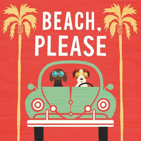 Beach Bums Beetle I square Gold Ornate Wood Framed Art Print with Double Matting by Mullan, Michael