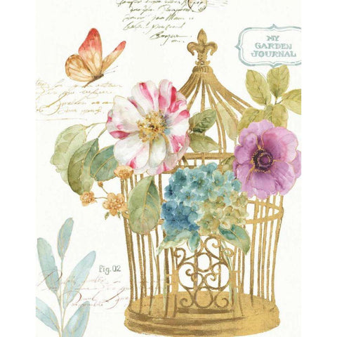 Rainbow Seeds Romantic Birdcage I Gold Ornate Wood Framed Art Print with Double Matting by Audit, Lisa