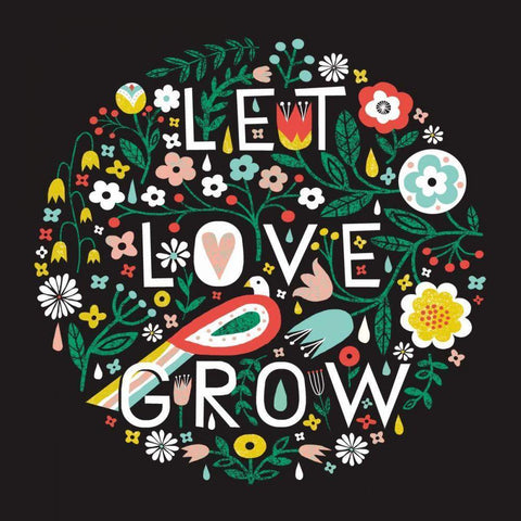 Let Love Grow Black Modern Wood Framed Art Print by Mullan, Michael