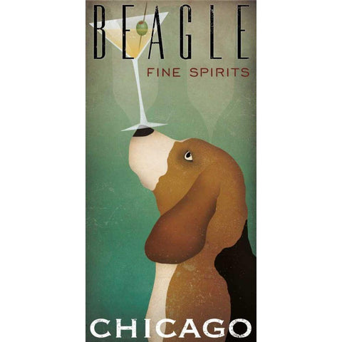 Beagle Martini White Modern Wood Framed Art Print by Fowler, Ryan