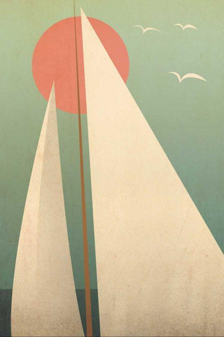 Sails III Black Ornate Wood Framed Art Print with Double Matting by Fowler, Ryan