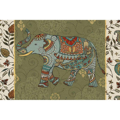 Elephant Caravan IIF Black Modern Wood Framed Art Print with Double Matting by Daphne, Brissonnet