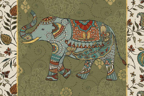 Elephant Caravan IIF White Modern Wood Framed Art Print with Double Matting by Daphne, Brissonnet