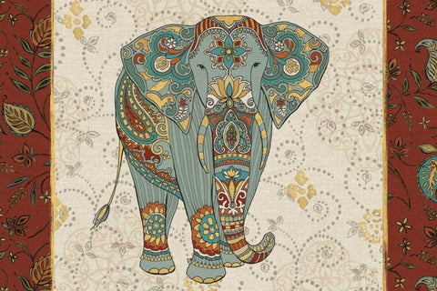 Elephant Caravan IA Black Ornate Wood Framed Art Print with Double Matting by Daphne, Brissonnet
