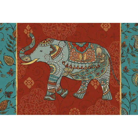 Elephant Caravan IIM Black Modern Wood Framed Art Print with Double Matting by Daphne, Brissonnet