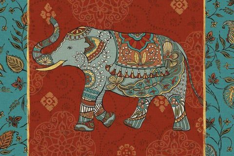 Elephant Caravan IIM Black Ornate Wood Framed Art Print with Double Matting by Daphne, Brissonnet