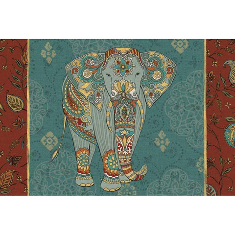 Elephant Caravan IB Gold Ornate Wood Framed Art Print with Double Matting by Daphne, Brissonnet
