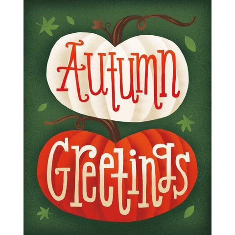 Harvest Time Autumn Greetings Pumpkins Gold Ornate Wood Framed Art Print with Double Matting by Mullan, Michael