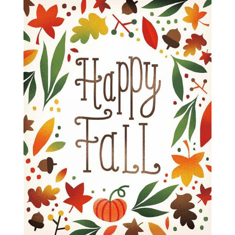 Harvest Time Happy Fall Gold Ornate Wood Framed Art Print with Double Matting by Mullan, Michael