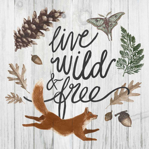 Live Wild and Free Gold Ornate Wood Framed Art Print with Double Matting by Zieve Miller, Sara