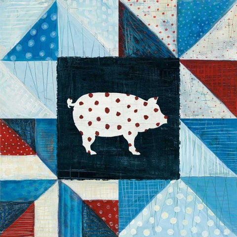 Modern Americana Farm Quilt V Gold Ornate Wood Framed Art Print with Double Matting by Averinos, Melissa