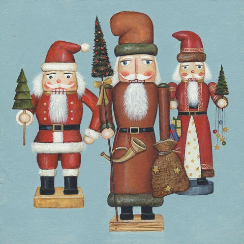 Santa Nutcrackers Black Modern Wood Framed Art Print by Brown, David Carter
