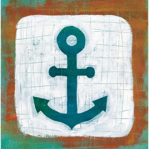 Ahoy III Red Blue Gold Ornate Wood Framed Art Print with Double Matting by Averinos, Melissa