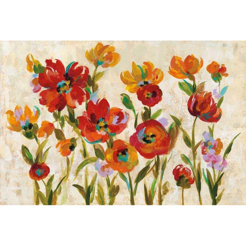 July in the Garden I Cream Gold Ornate Wood Framed Art Print with Double Matting by Vassileva, Silvia