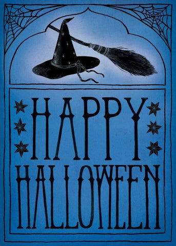Vintage Halloween Happy Halloween Black Ornate Wood Framed Art Print with Double Matting by Miller, Sara Zieve