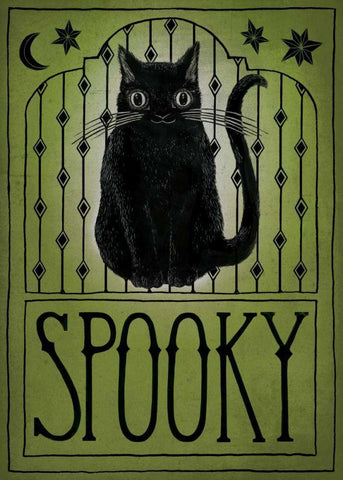 Vintage Halloween Spooky White Modern Wood Framed Art Print with Double Matting by Miller, Sara Zieve