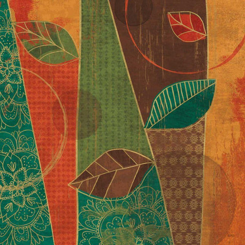 Bohemian Leaves III Black Ornate Wood Framed Art Print with Double Matting by Charron, Veronique