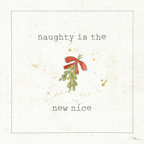 Christmas Cuties III - Naughty is the New Nice White Modern Wood Framed Art Print with Double Matting by Pela Studio
