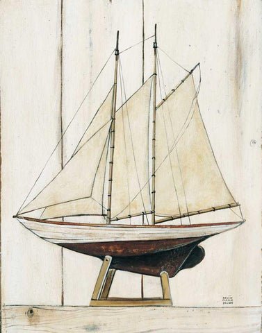 Schooner I Black Ornate Wood Framed Art Print with Double Matting by Brown, David Carter