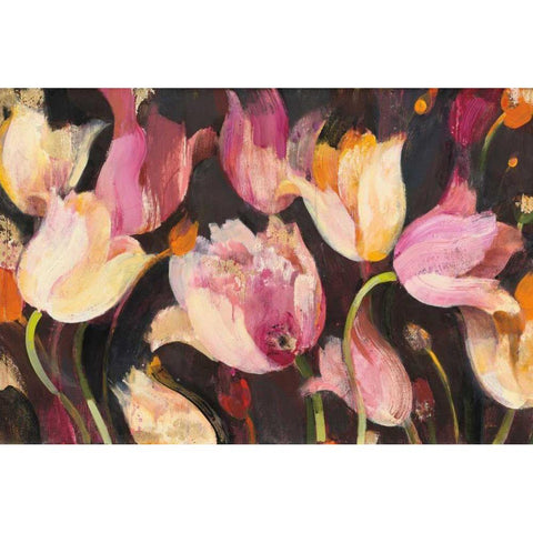 Popping Tulips Black Modern Wood Framed Art Print by Hristova, Albena