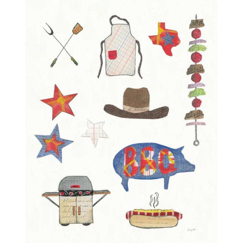 Summer Grilling III Black Modern Wood Framed Art Print with Double Matting by Prahl, Courtney