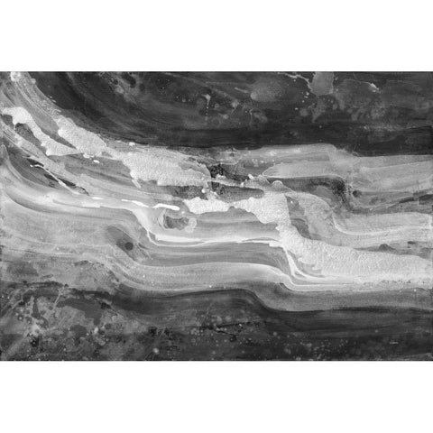 Currents Gray Black White Black Modern Wood Framed Art Print by Hristova, Albena