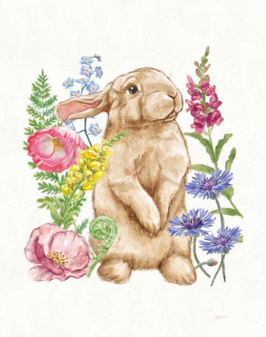 Sunny Bunny III FB Black Ornate Wood Framed Art Print with Double Matting by Urban, Mary