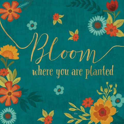 Flourish I Teal White Modern Wood Framed Art Print with Double Matting by Charron, Veronique